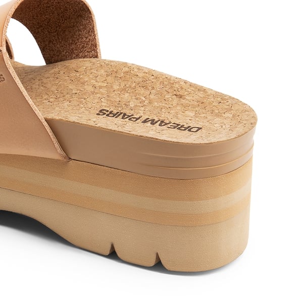 Platform Arch Support Slide Sandals - NUDE - 4