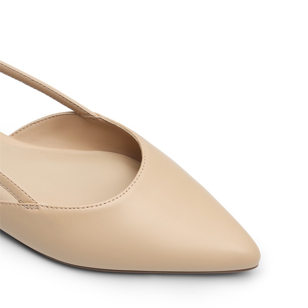 Comfortable Pointed-Toe Slingback Flats - NUDE-PU - 7