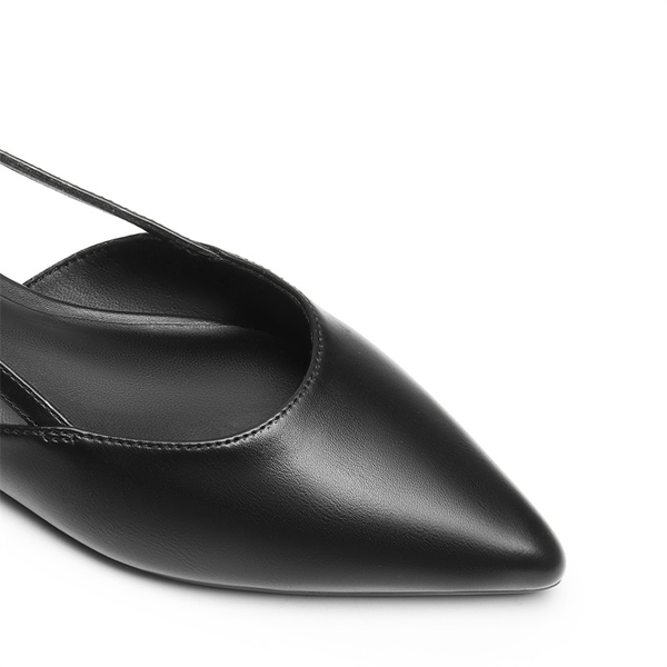 Comfortable Pointed-Toe Slingback Flats - ALL BLACK-PU - 7