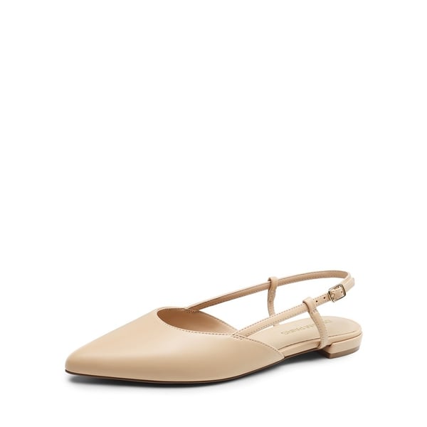 Comfortable Pointed-Toe Slingback Flats - NUDE-PU -  0