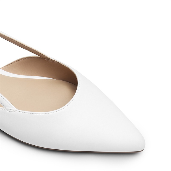 Comfortable Pointed-Toe Slingback Flats - WHITE-PU - 7
