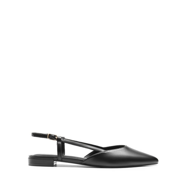 Comfortable Pointed-Toe Slingback Flats - ALL BLACK-PU - 3