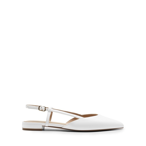 Comfortable Pointed-Toe Slingback Flats - WHITE-PU - 3