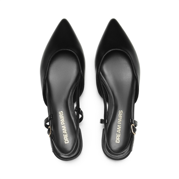 Comfortable Pointed-Toe Slingback Flats - ALL BLACK-PU - 8