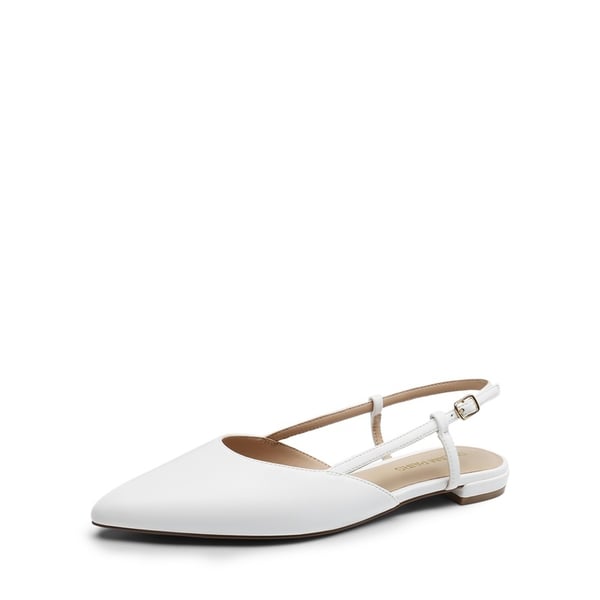 Comfortable Pointed-Toe Slingback Flats - WHITE-PU -  0