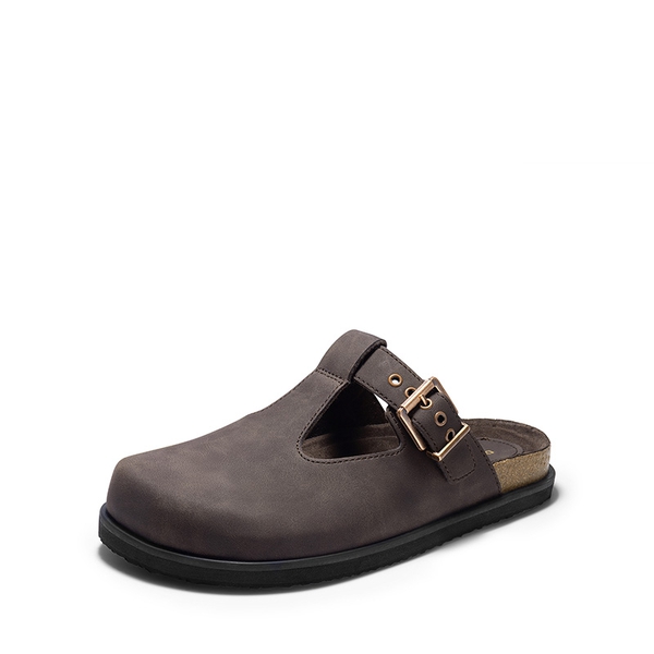 Women’s Buckle Slip-on Clogs - DARK BROWN - 6