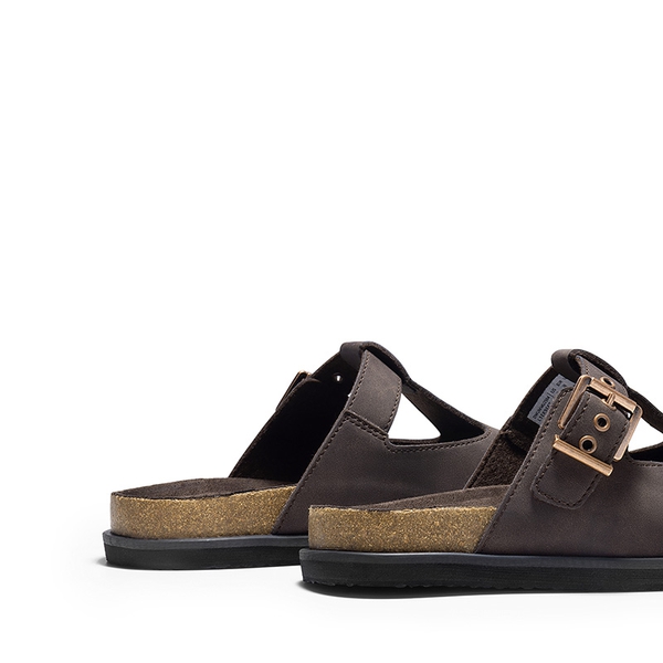 Women’s Buckle Slip-on Clogs - DARK BROWN - 4