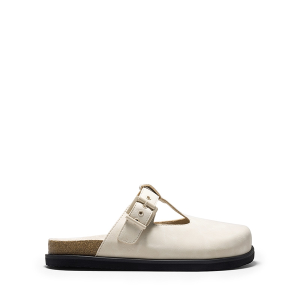 Women’s Buckle Slip-on Clogs - WHITE - 3