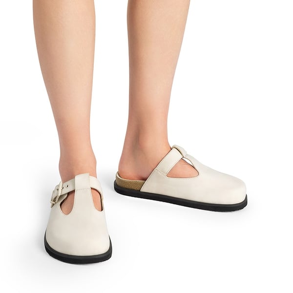 Women’s Buckle Slip-on Clogs - WHITE - 2