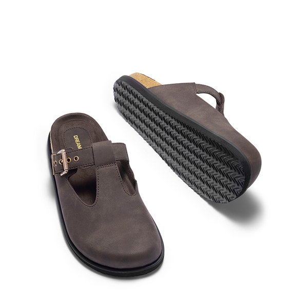 Women’s Buckle Slip-on Clogs - DARK BROWN - 7