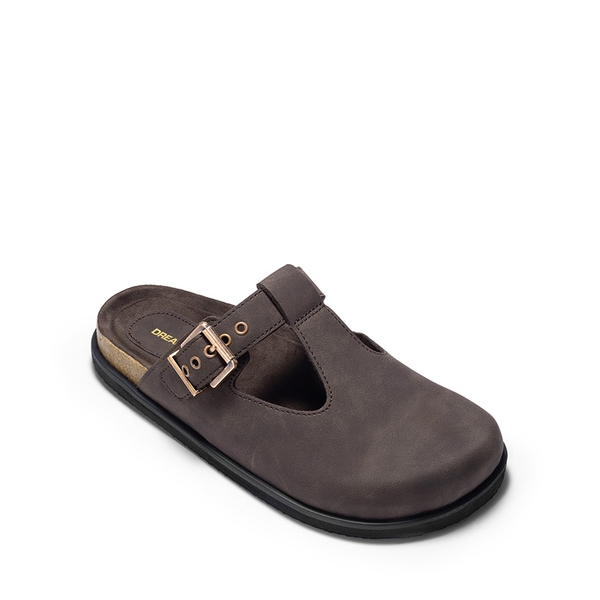 Women’s Buckle Slip-on Clogs - DARK BROWN - 5