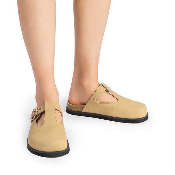 Women’s Buckle Slip-on Clogs - SAND - 1