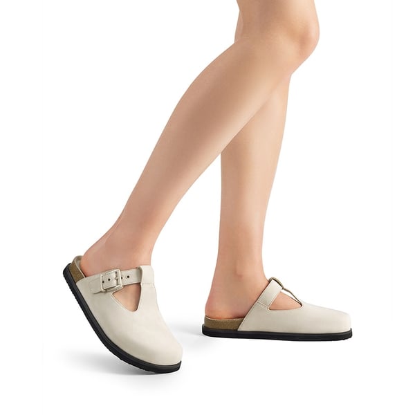 Women’s Buckle Slip-on Clogs - WHITE - 1