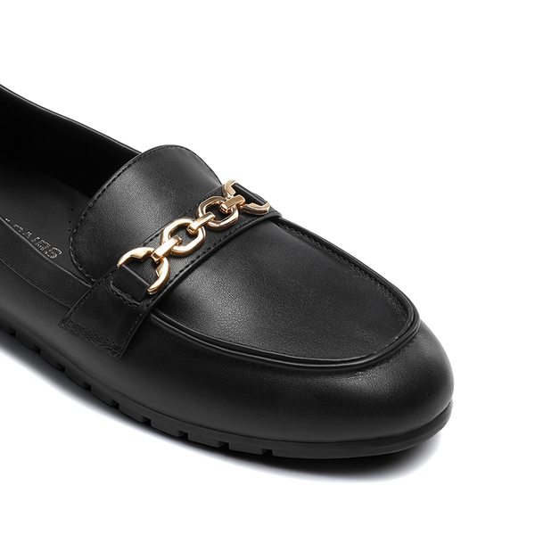 Comfortable Metallic Slip On Loafers - BLACK-PU - 7