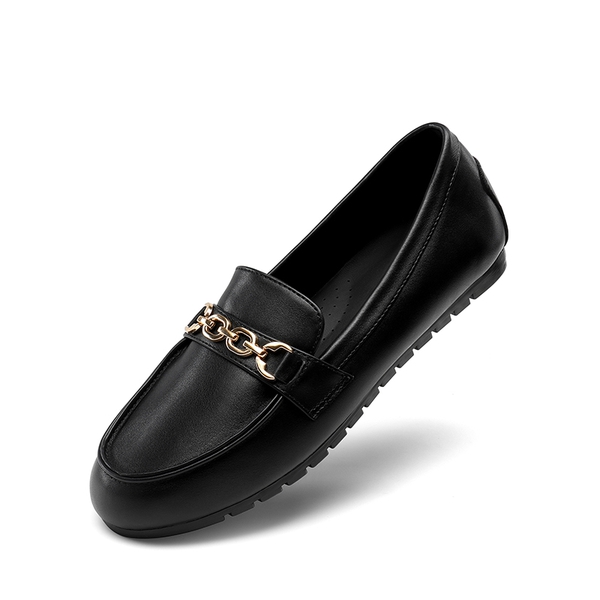 Comfortable Metallic Slip On Loafers - BLACK-PU - 8