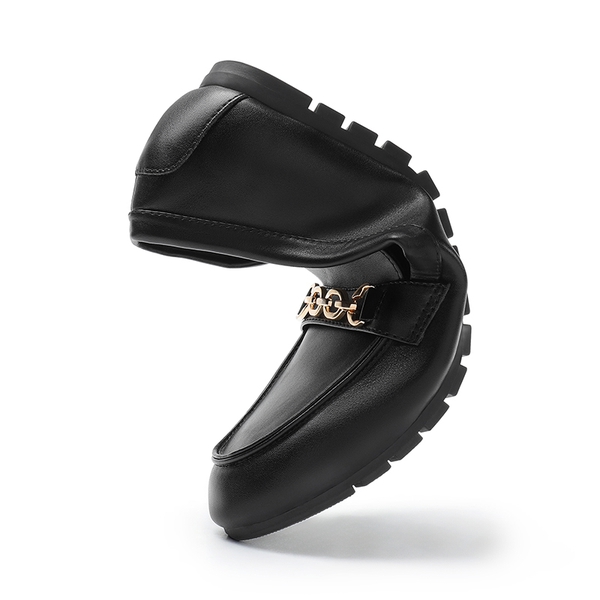 Comfortable Metallic Slip On Loafers - BLACK-PU - 6