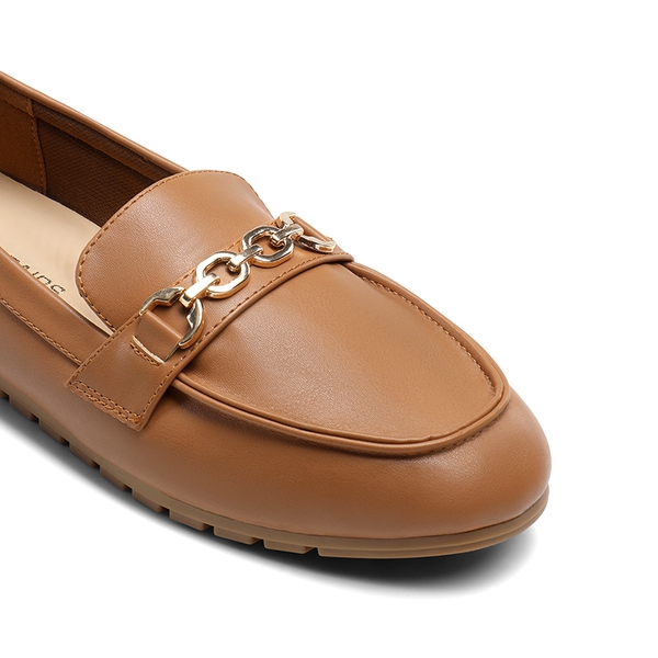Comfortable Metallic Slip On Loafers - BROWN-PU - 7