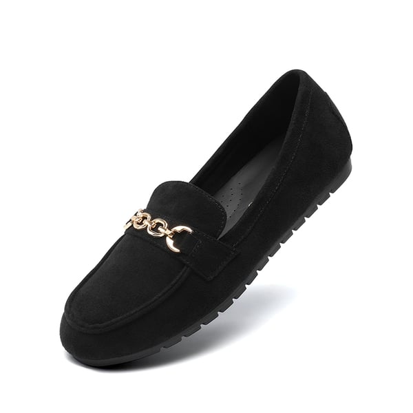 Ascenelle Comfortable Metallic Slip On Loafers - BLACK-SUEDE - 8