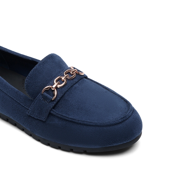 Comfortable Metallic Slip On Loafers - NAVY - 7