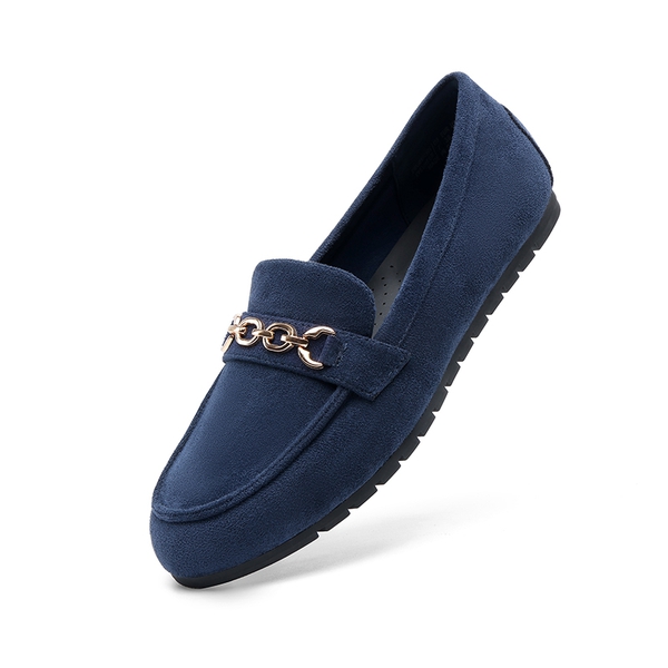 Comfortable Metallic Slip On Loafers - NAVY - 8