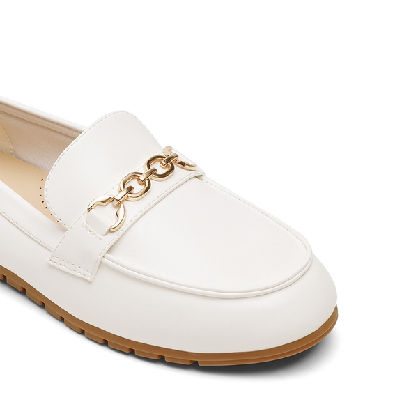 Comfortable Metallic Slip On Loafers - WHITE - 7