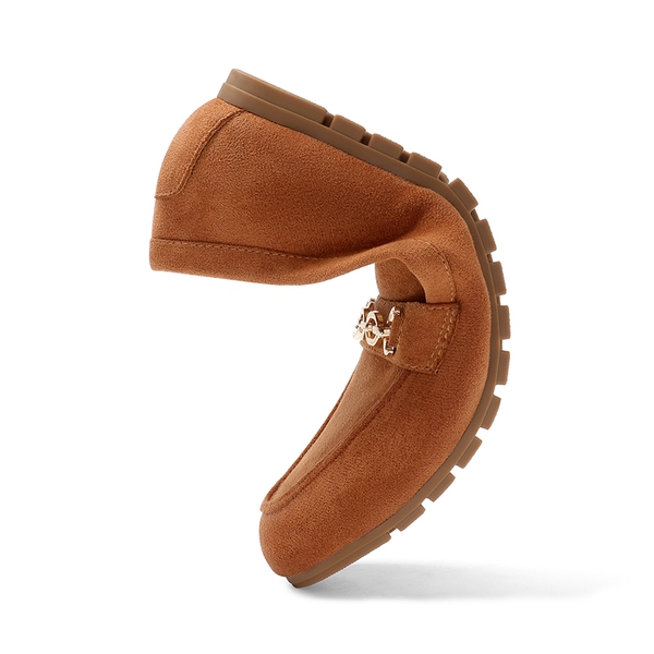Comfortable Metallic Slip On Loafers - BROWN-SUEDE - 6