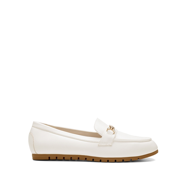 Comfortable Metallic Slip On Loafers - WHITE - 3