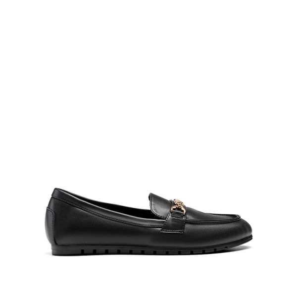 Comfortable Metallic Slip On Loafers - BLACK-PU - 3