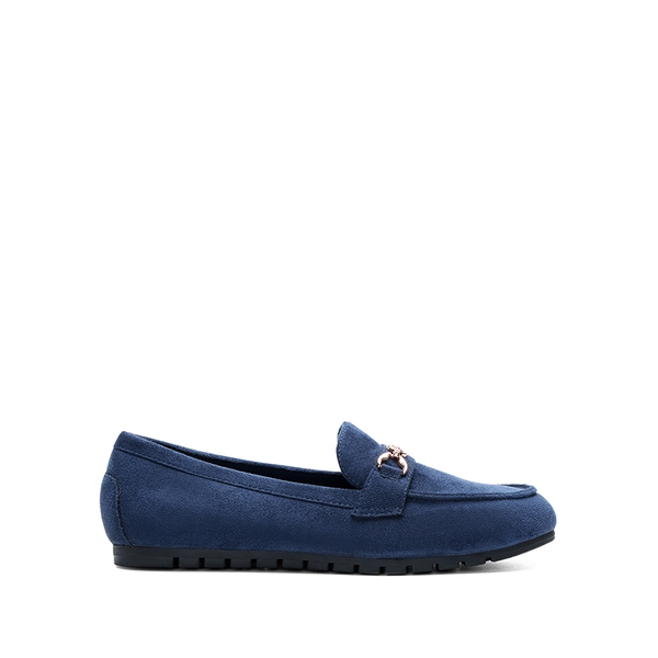 Comfortable Metallic Slip On Loafers - NAVY - 3