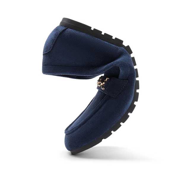 Comfortable Metallic Slip On Loafers - NAVY - 6