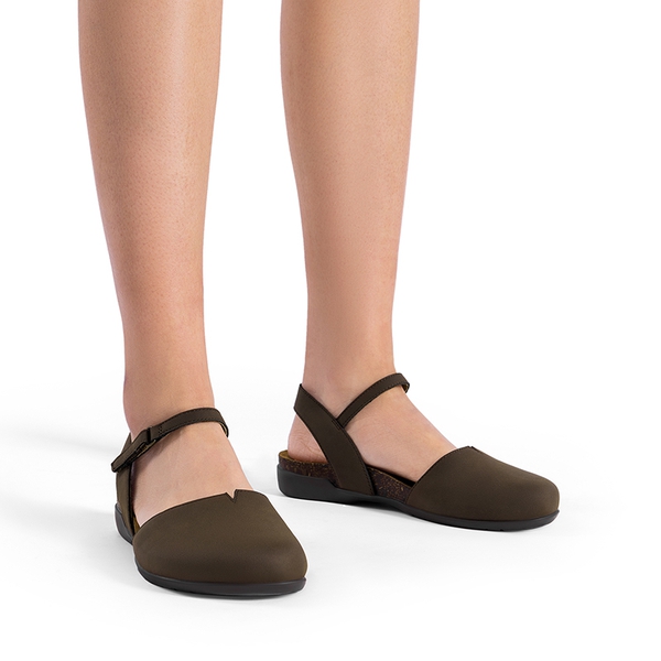 Closed Toe Arch Support Sandals - DARK BROWN - 1