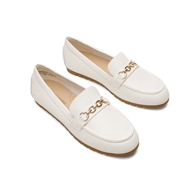 Comfortable Metallic Slip On Loafers - WHITE - 4