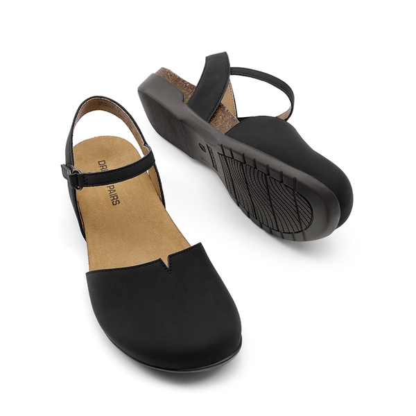 Closed Toe Arch Support Sandals - BLACK - 6