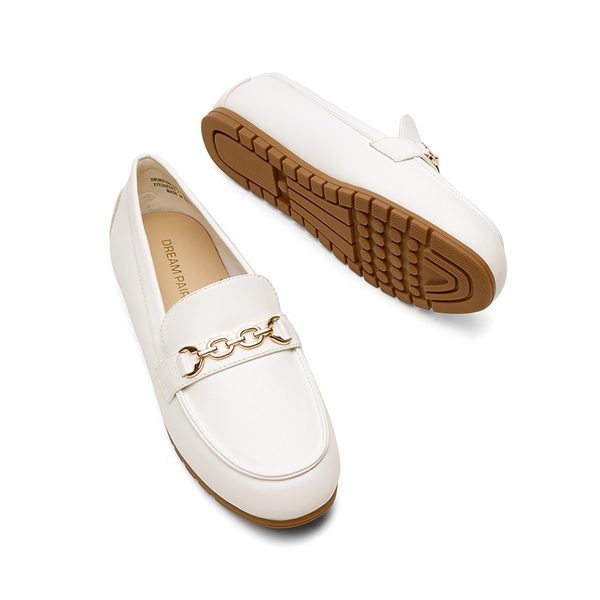 Comfortable Metallic Slip On Loafers - WHITE - 5