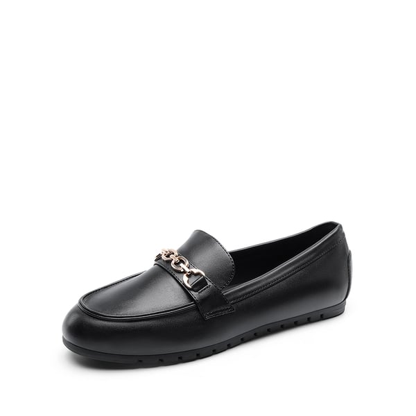 Comfortable Metallic Slip On Loafers - BLACK-PU -  0