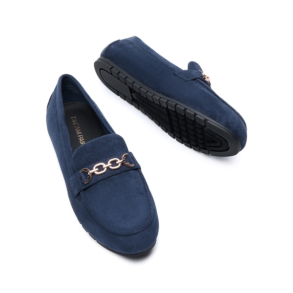 Comfortable Metallic Slip On Loafers - NAVY - 5