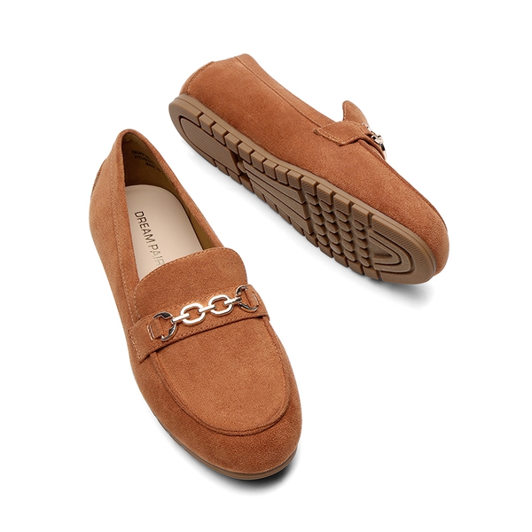 Comfortable Metallic Slip On Loafers - BROWN-SUEDE - 5