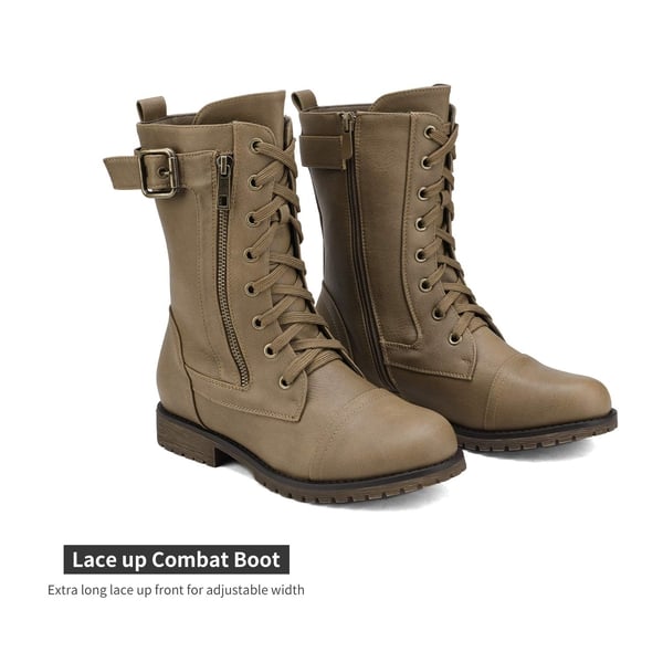 Winter Mid Calf Lace Up Boots - KHAKI - 1