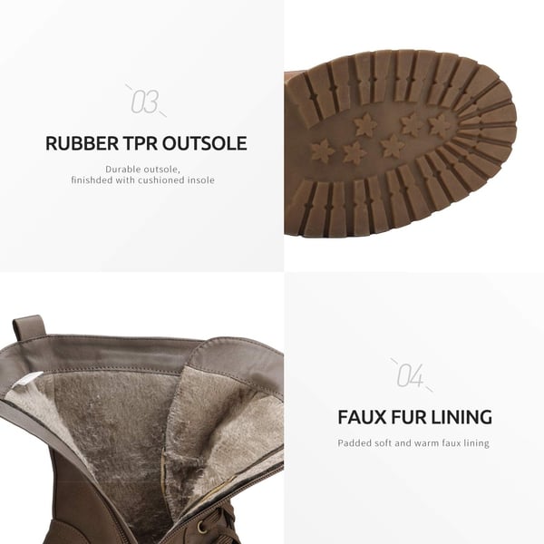 Winter Mid Calf Lace Up Boots - KHAKI - 4