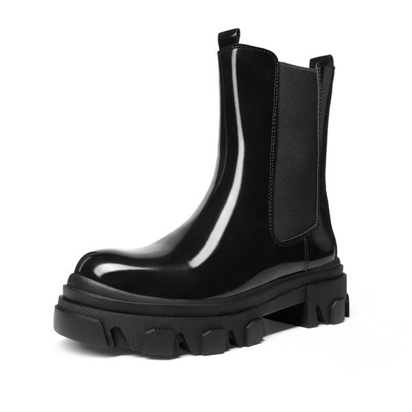 Mid Calf Chunky Chelsea Boots - BLACK -  0