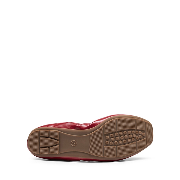 Foldable Square Toe Bow Ballet Flats - RED-PU - 5