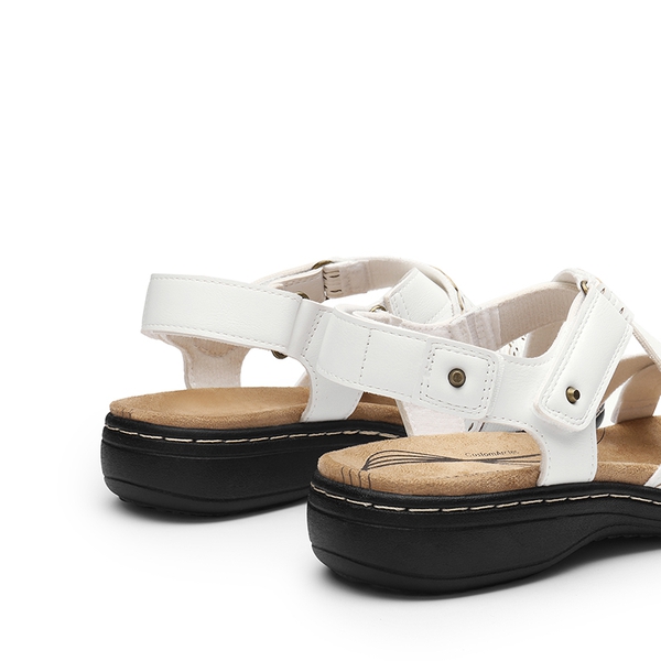 Comfortable Adjustable Strap Vegan Sandals - WHITE - 2