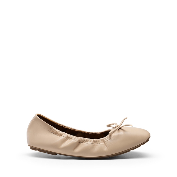 Foldable Square Toe Bow Ballet Flats - NUDE - 1