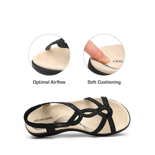 Summer Beach Flat Sandals - BLACK - 3