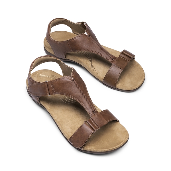 Adjustable Strap Arch Support Flat Sandals - BROWN - 3