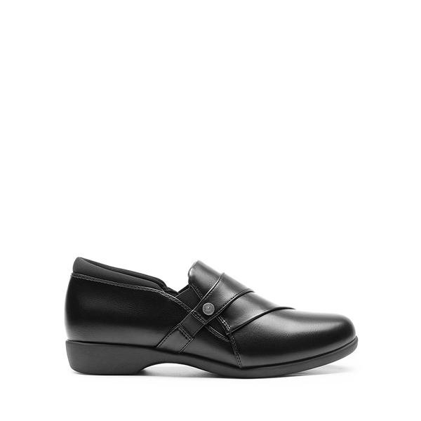 Ergonomic Slip-On Vegan Leather Flats - BLACK - 3
