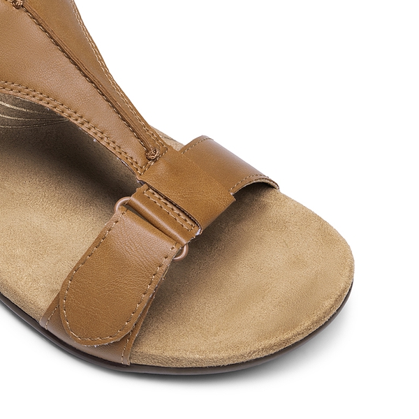 Adjustable Strap Arch Support Flat Sandals - TAN - 5