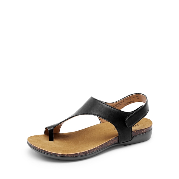 Dressy Thong Walking Flat Sandals - BLACK -  0