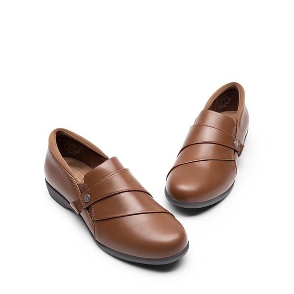 Ascenelle Ergonomic Slip-On Vegan Leather Flats - TAN - 6