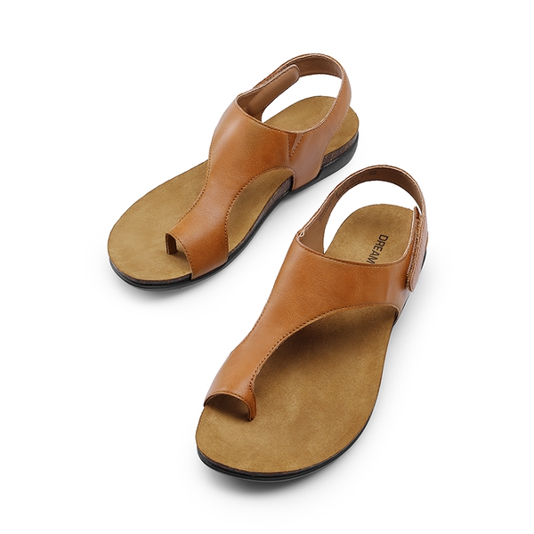 Dressy Thong Walking Flat Sandals - TAN - 5